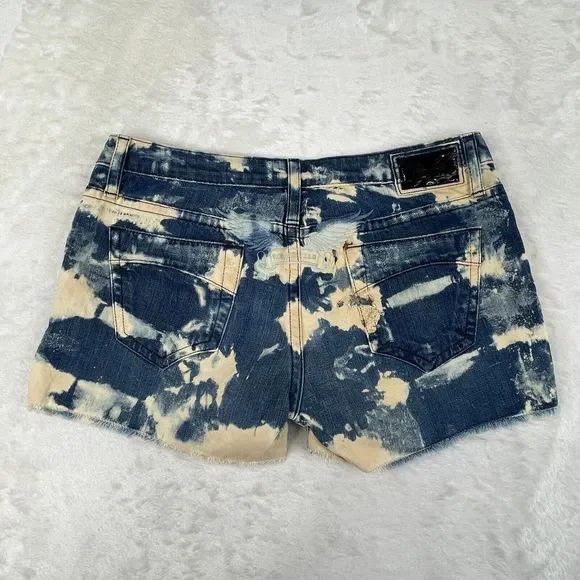 Robins Jean Shorts Womens Size 30 Blue Distressed Gypsy Jeweled Raw Hem Cut Off - Picture 10 of 15
